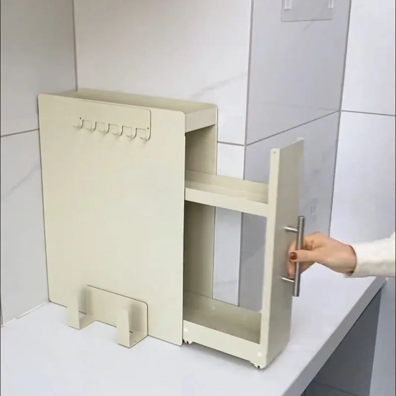 Anti-oil Pull-out Multi-layer Kitchen Seasoning Rack Narrow Slot Countertop Dust-proof Sundries Storage Rack