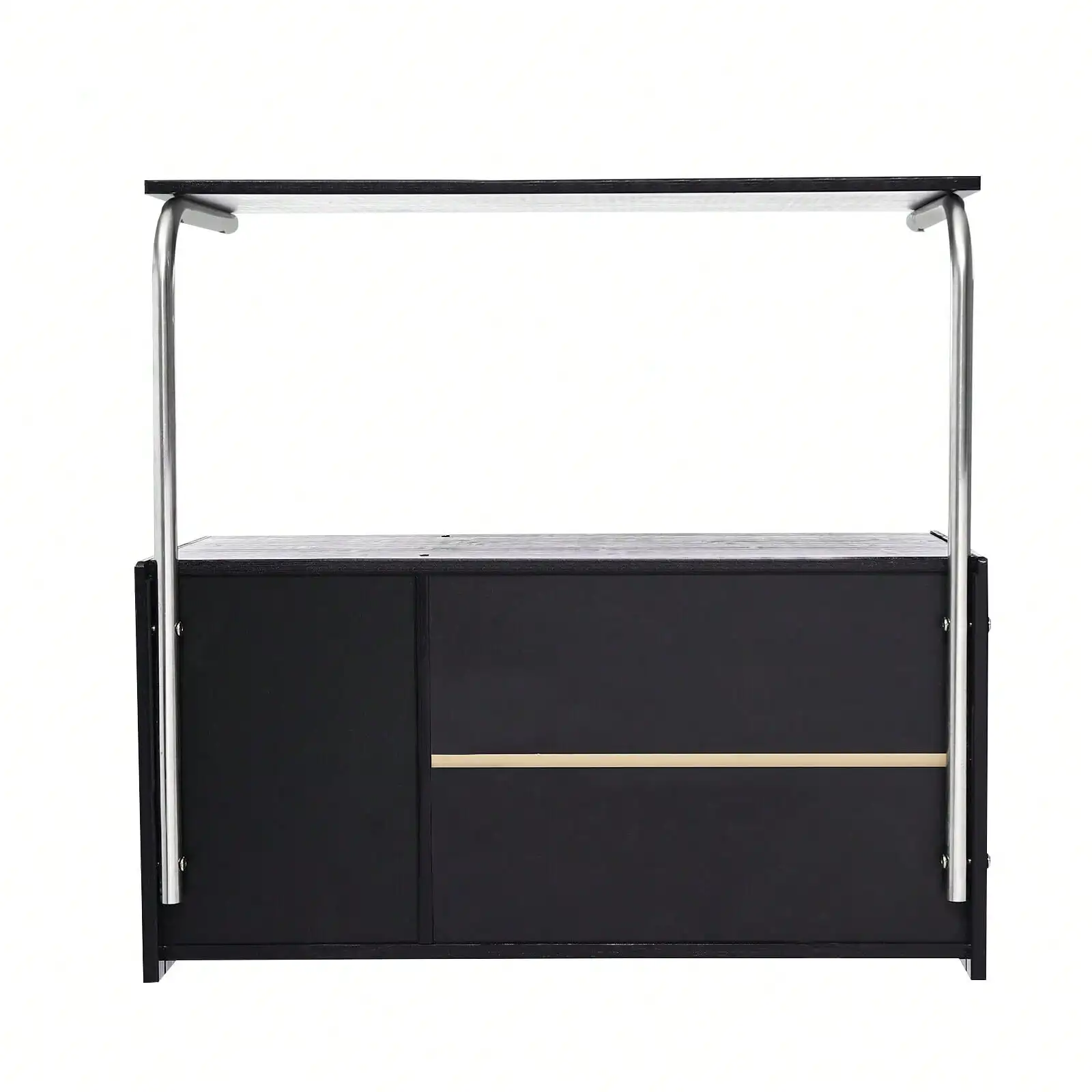 RibasuBB Farmhouse Sideboard Buffet Storage Cabinet Black Adjustable Shelf Glass Door Freestanding Kitchen Cupboard