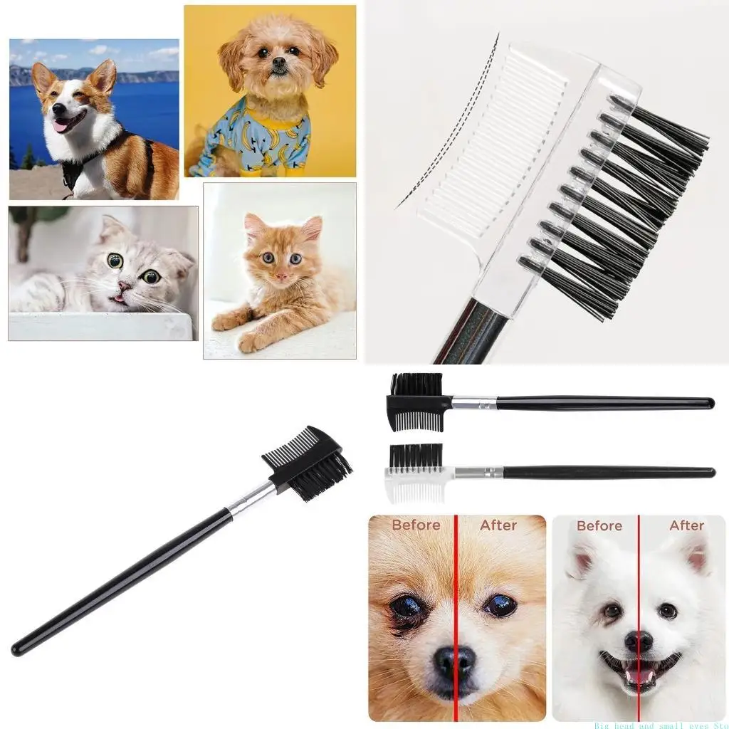 581C Dog Eye Comb Tear Stain Remover Double for Head Grooming Brush for Removing Crus