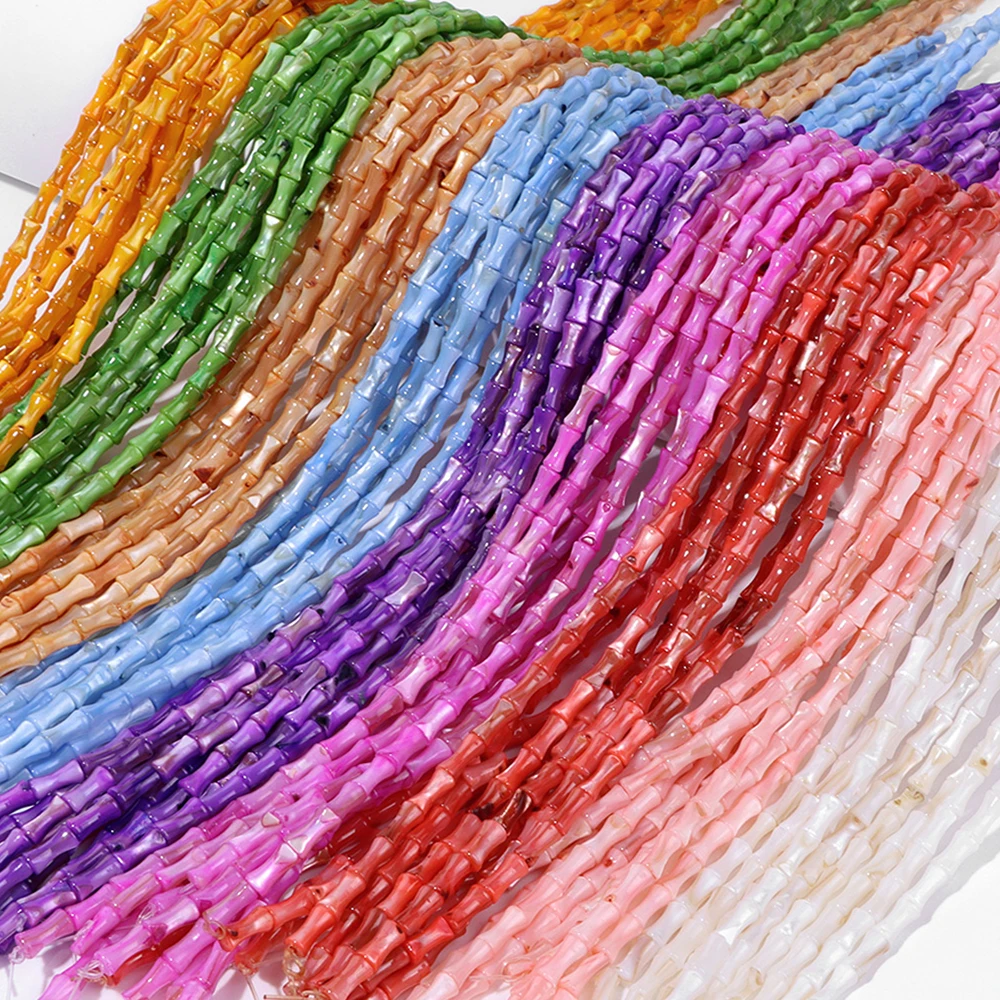 4X8Mm Natuurlijke Zoetwater Shell Kralen Multi Kleur Bamboe Gezamenlijke Vorm Geverfd Shell Bead Parelmoer Losse kralen Voor Diy Sieraden