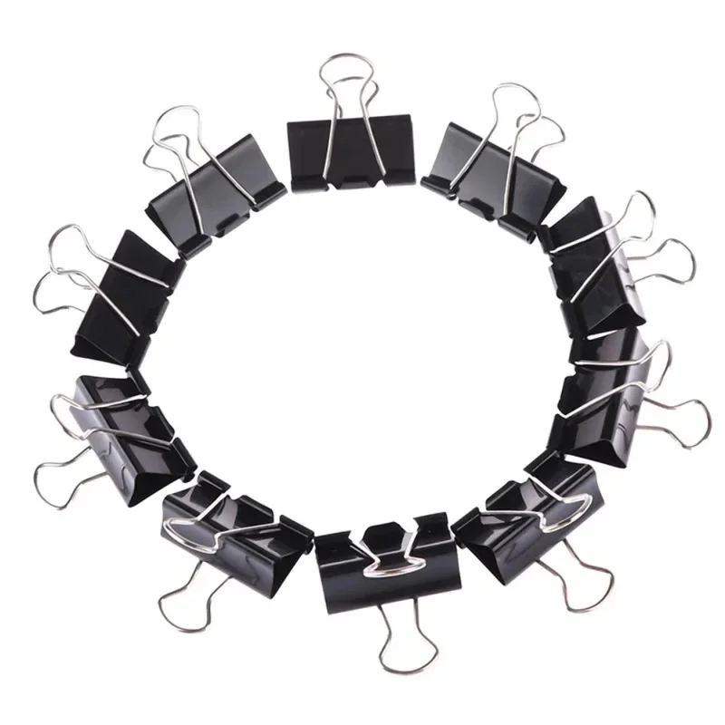10/20pcs Black Metal Binder Clips 15/19/25/32/41mm Notes Letter Paper Clip Office Supplies Binding Securing