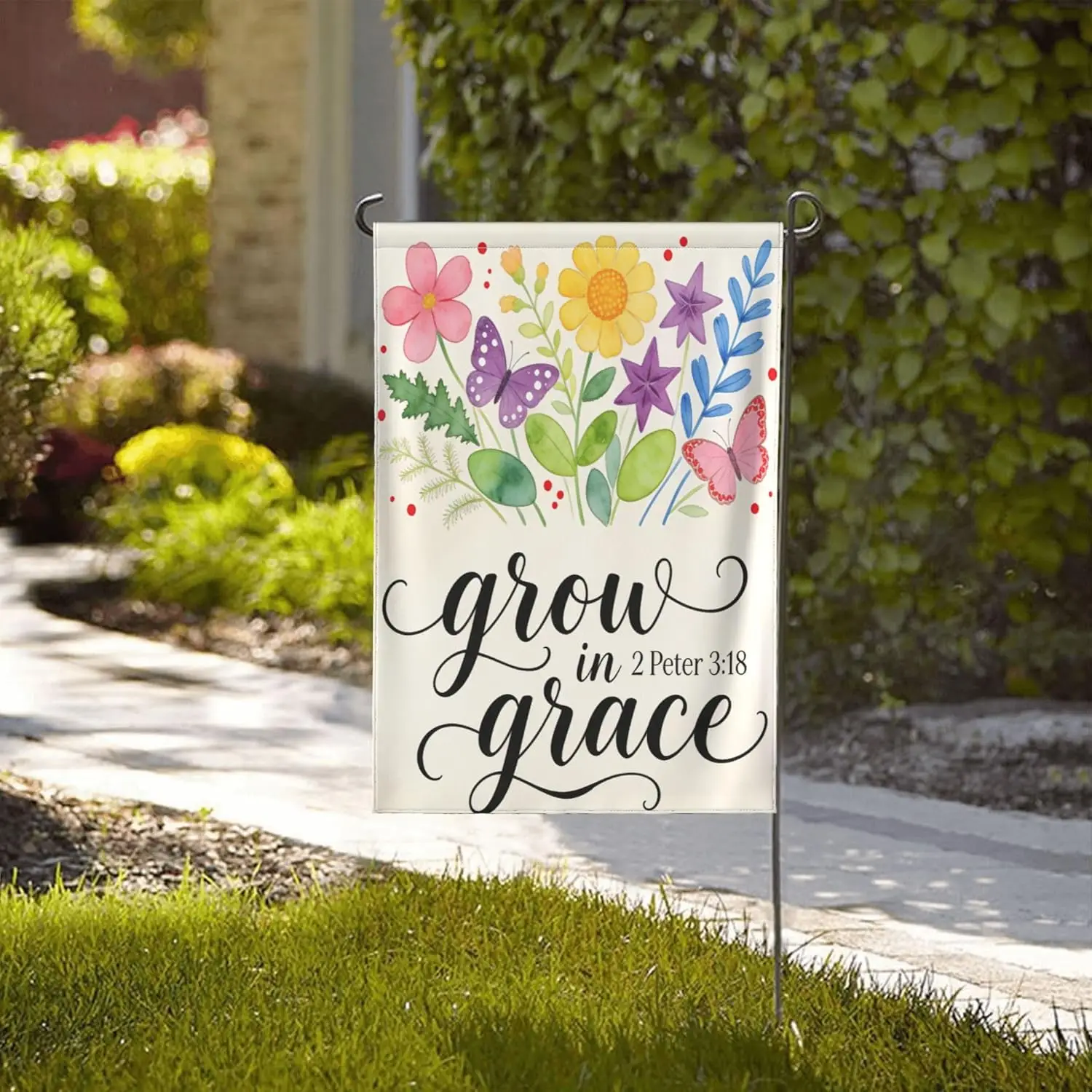Garden Flag Double Sided 12 x 18 Inch, Welcome Yard Flags for Outside, Easter Valentines Day Outdoor Decor, Holiday Garden D ZZM