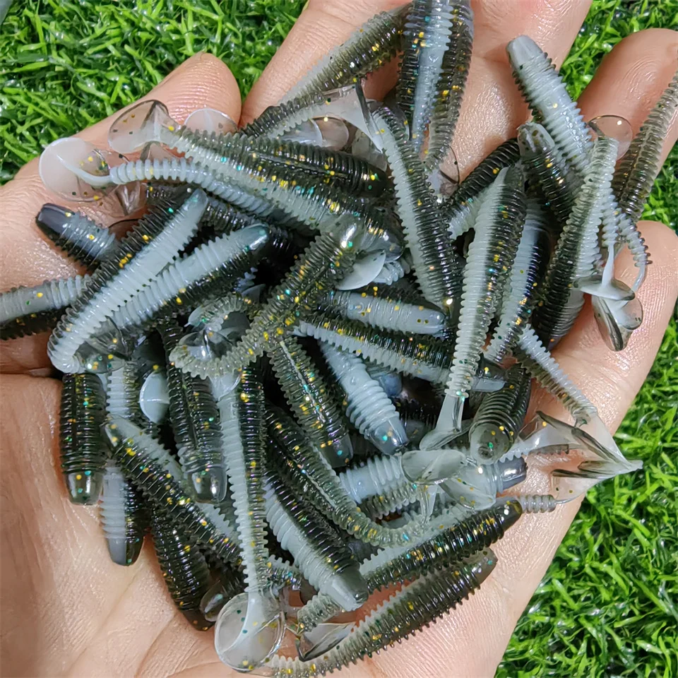 MUKUN 40PCS Mini Weiche Angeln Köder 0,37g/3,5 cm Kleine Ttail Wurm Köder Wobbler Isca Pesca Karpfen künstliche Köder Angelgerät – Detail 8
