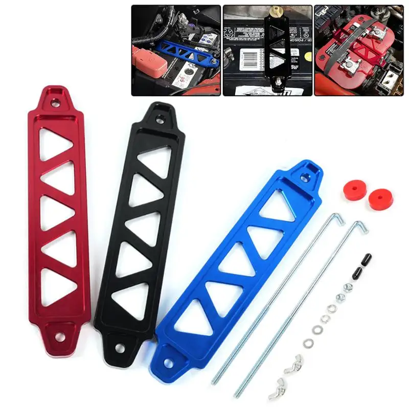 218mm / 190mm Aluminum Universal Battery Auto Battery Tie Down Mount Holder Bracket Kit Brace Bar For Civic EK EG