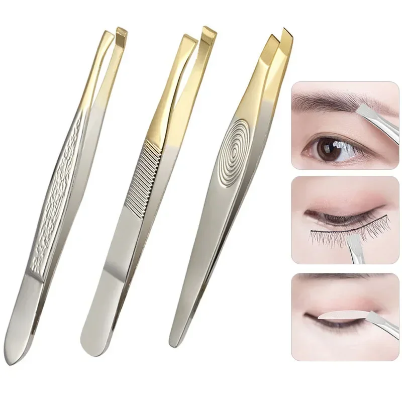 Eyebrow Clip Hair Removal Convenient Durable Practical Beauty Makeup Tool Eyebrow Tweezers Stainless Steel Semi Gold Plated