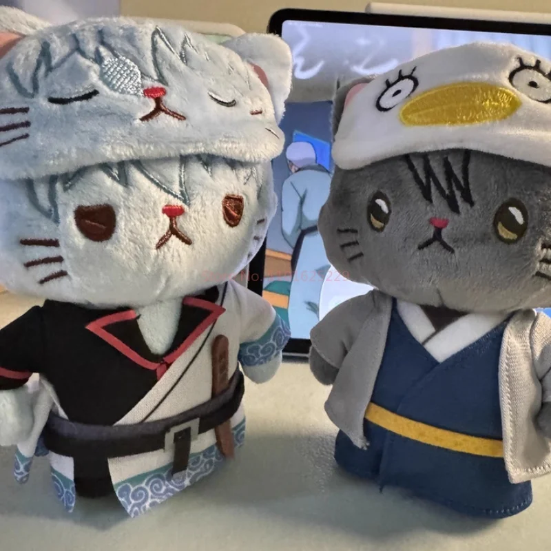 Portachiavi in peluche autentico Gintama Withcat Sakata Gintoki e Shimura Shinpachi |   Merce anime con maschera per gli occhi rimovibile