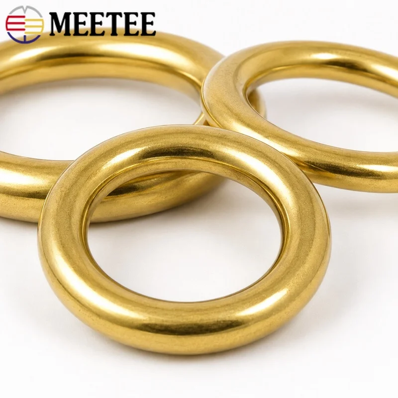 2/5/10Pcs Meetee Durable Brass O Ring Seamless Buckle Clip for Webbing Bag Strap Pet Leash Keychain Clasp DIY Leathercraft Parts