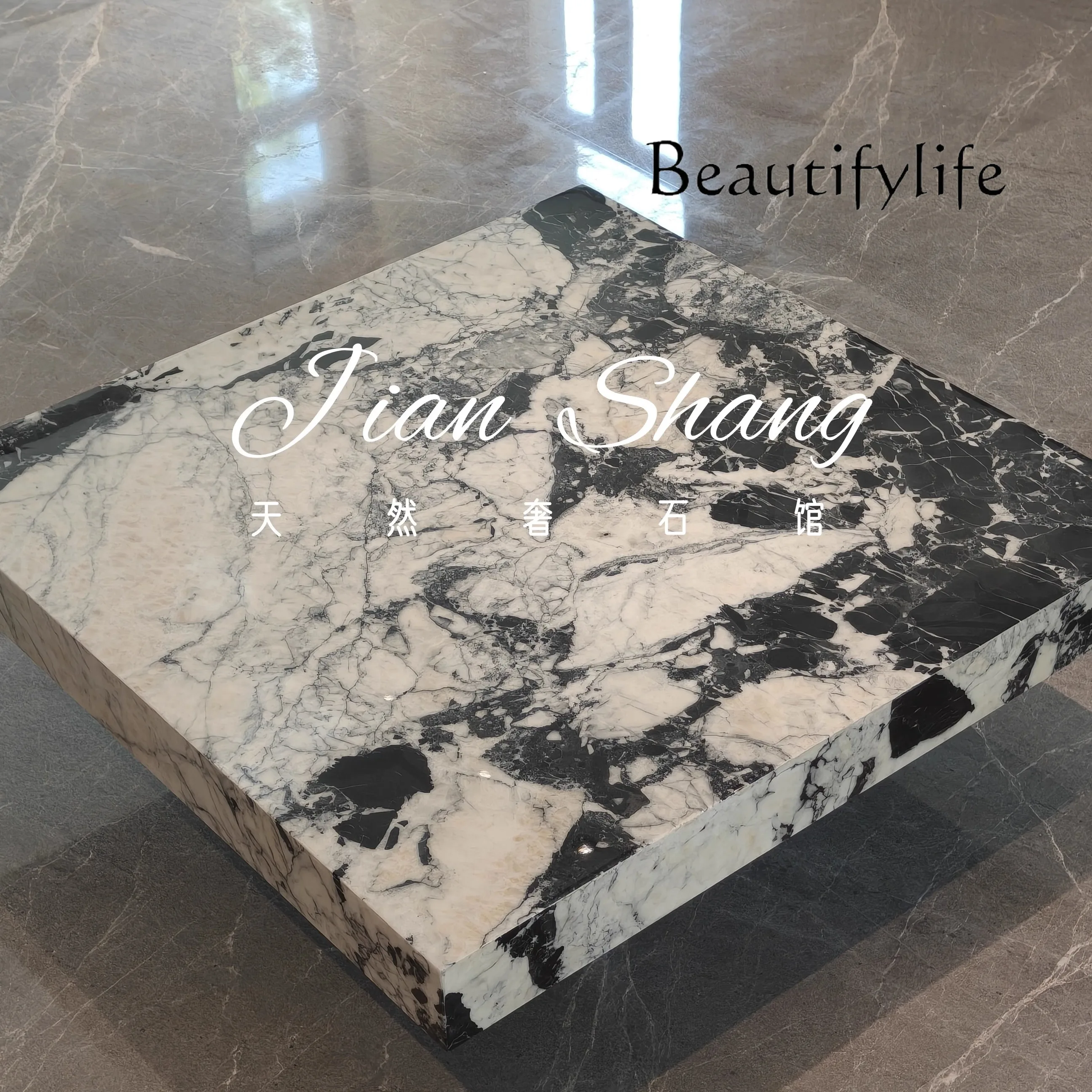 

Natural luxury stone living room suspended coffee table marble Italian minimalist style various customizations