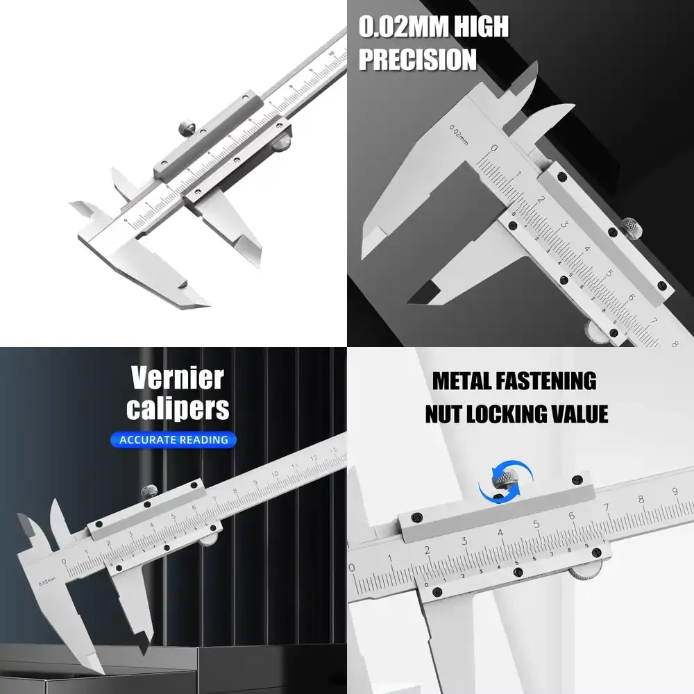 

Stainless Steel High Precision Vernier Caliper 0-150/200/300mm | Micrometer Depth Gauge Measuring Tool