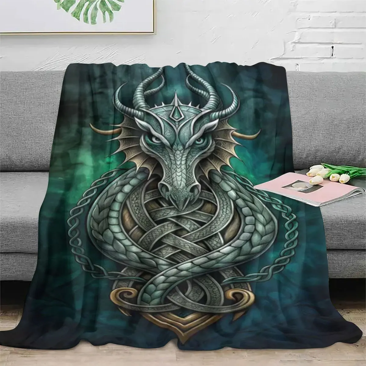 Ultimate Dragon Serpent Tapestry Throw Blanket Gothic Fantasy Mythical Creature Art Decor Gift for Gaming Room Anime Geek