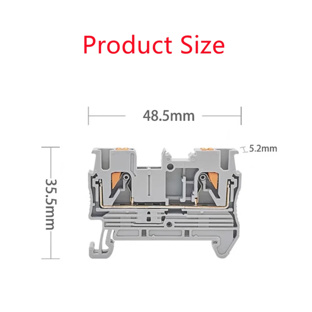 10Pcs PT2.5 Push-in Terminal 2.5mm² Cable Electrical Connector DIN Rail Terminal Block Feed-Through Strip Plug PT2.5 PT-2.5