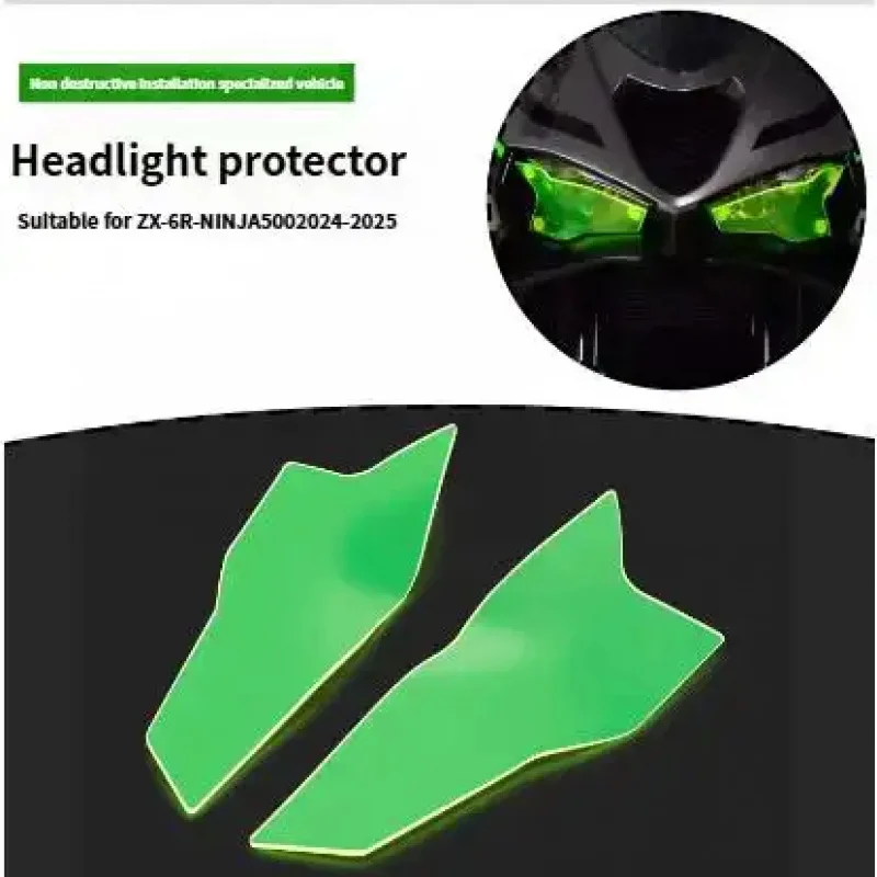 Motorcycle Headlight Protector Lens Cover for Kawasaki ZX6R Ninja 500 2024 2025. Color Changing Windshield Screen Shield Front L