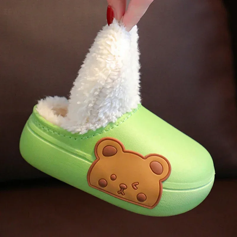 Autumn Winter New Cartoon Bear Baby Cotton Slipper Soft Sole Waterproof Boy Girl Indoor Warm Shoe Kid Outdoor Anti Slip Slippers