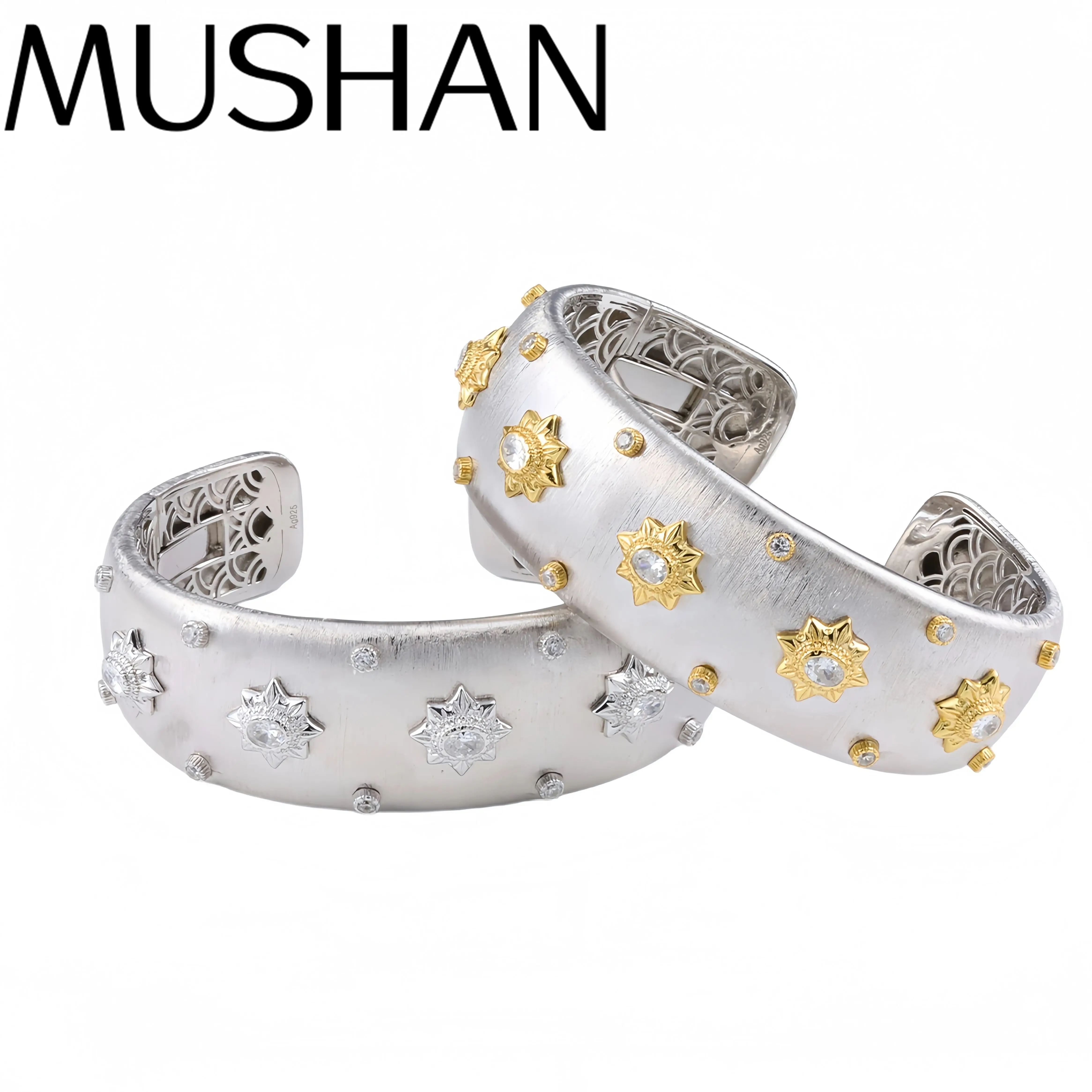 

Mushan, роскошный брендовый модный высококачественный матовый браслет с открытым плетением, золотой женский браслет с гравировкой, ювелирные изделия