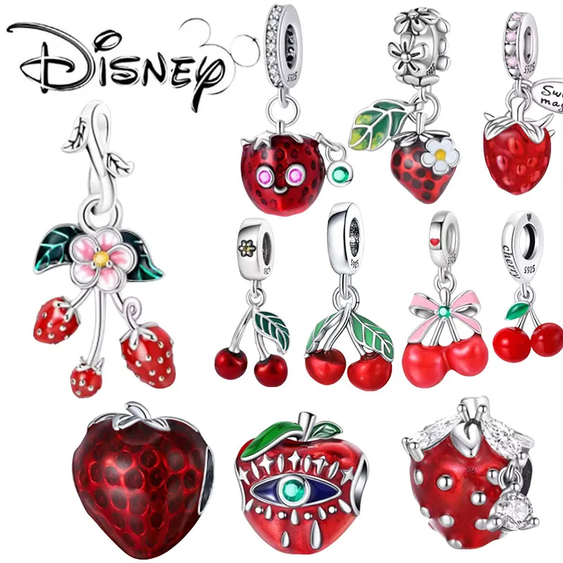 

925 Silver Color Strawberry Cherry Apple Avocado Fruit Charms Beads Fit Qikaola 925 Original Bracelets Fine DIY Birthday Jewelr