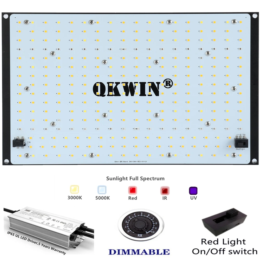 Qkwin 120W QBS Led Grow Light Full Spectrum Samsung LM301B 2.9Umol/J bead DIY with red light