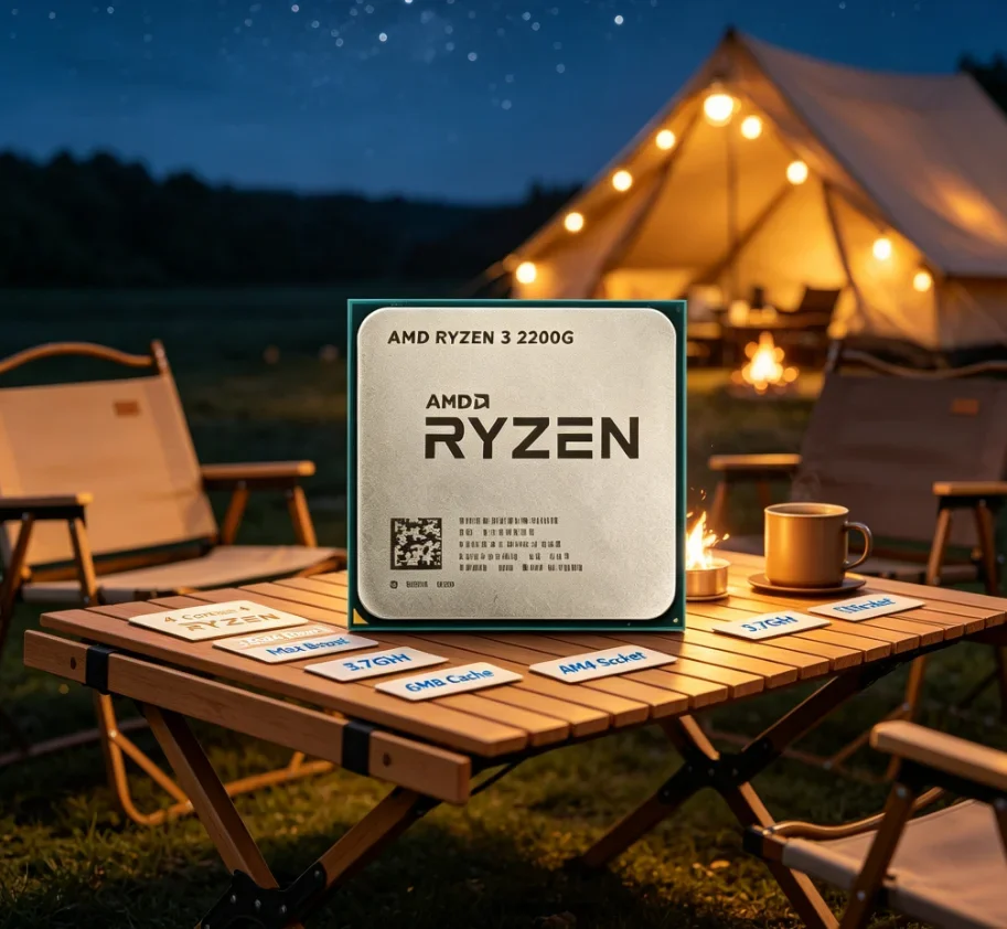 Budget All-in-one APU AMD Ryzen 3 2200G 4C4T Low TDP Silent Running Smooth Media Playback Mini Host Desktop Chip No Cooler