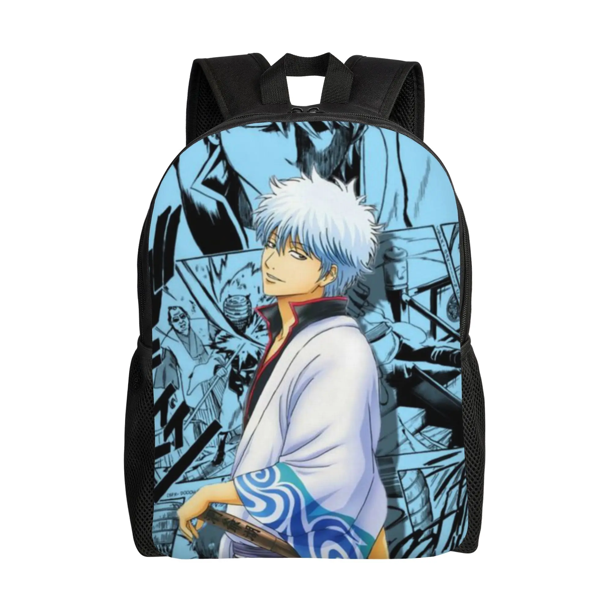 season The silver haired warrior in front of the blue background Knapsack Gintama Unisex Adjustable Strap Backpack