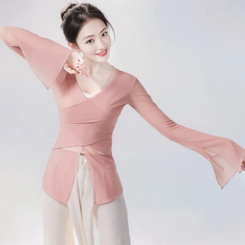 أزياء الرقص الكلاسيكي قافية الجسم ملابس الشاش ممارسة الرقص الشعبي الصيني ملابس الجسم ملابس الفن اختبار القمم