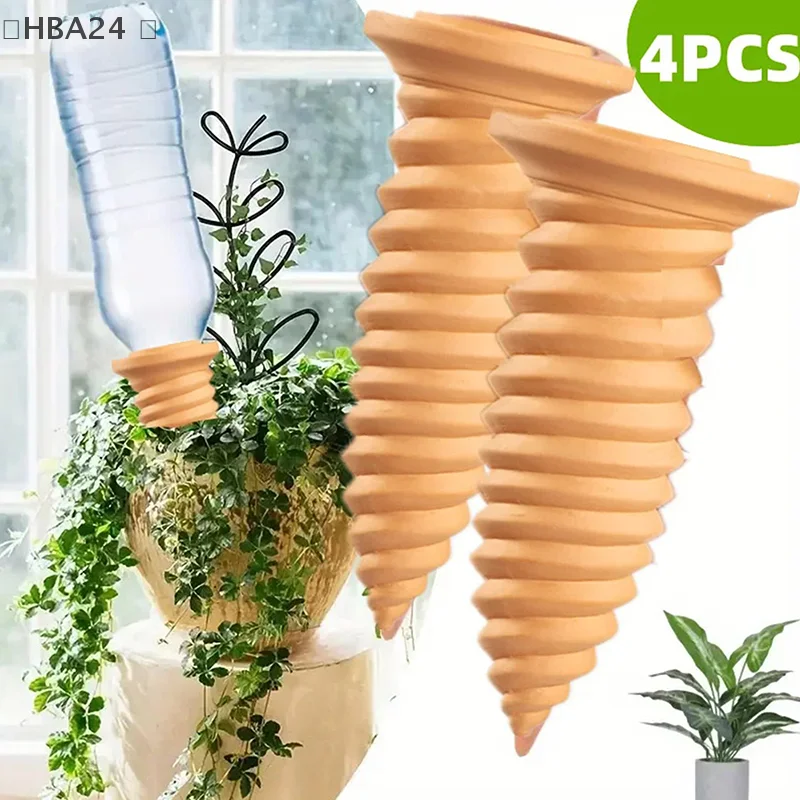 4PCS Plant Self-Watering Terracotta Stakes Terracottaplant Watering Device Clay Cone Auto-Water Irrigation System For Garden