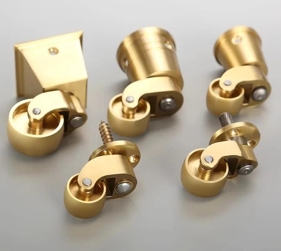 1Pcs Universal Wheel Portable Metal Roller Rubber Wheel Furniture Wheels Brass Casters Furniture Legs Table and Chair Foot Pads