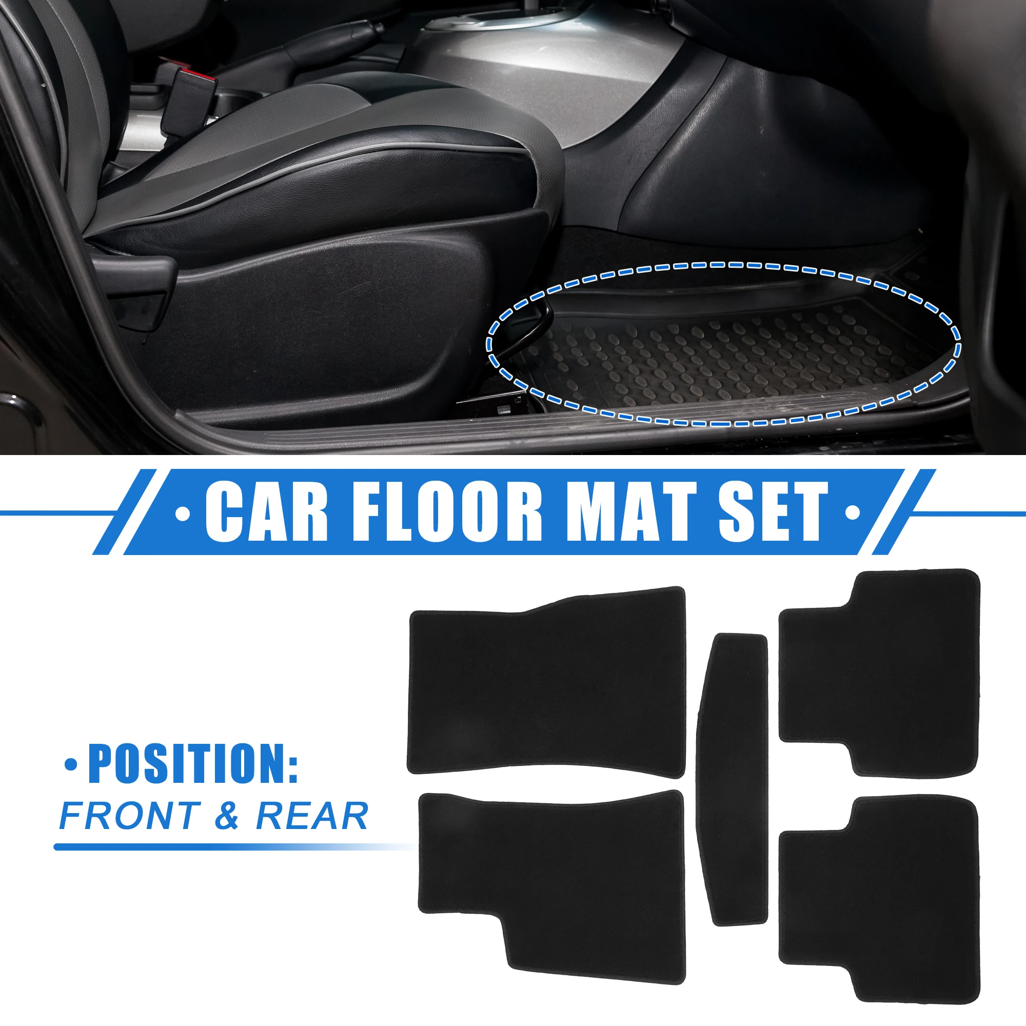 UXCELL 1 Set Car Floor Mats for Jaguar XF X250 2008-2015 Front Rear Non-slip Velour