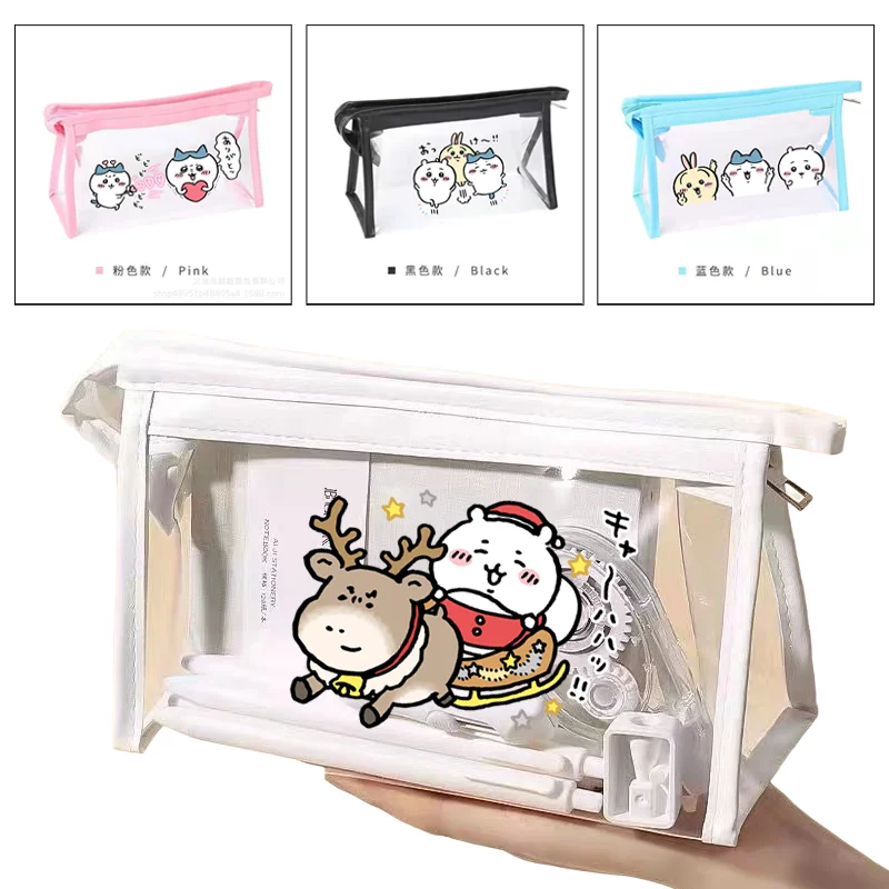 

Chiikawa Transparent Pencil Case Cartoon Large Capacity Pencil Storage Bag Student Stationery Organizer Pouch School Supplies