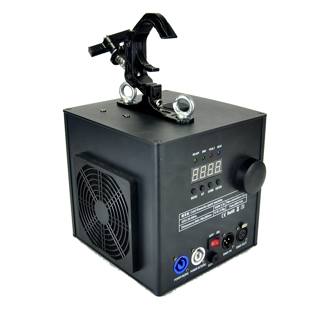 Pendurado Spark Machines para Equipamento de Palco DMX Upside Down, Disco DJ e Casamento, Frete Grátis, 500W