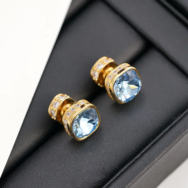 

Simple square retro zircon earrings for women