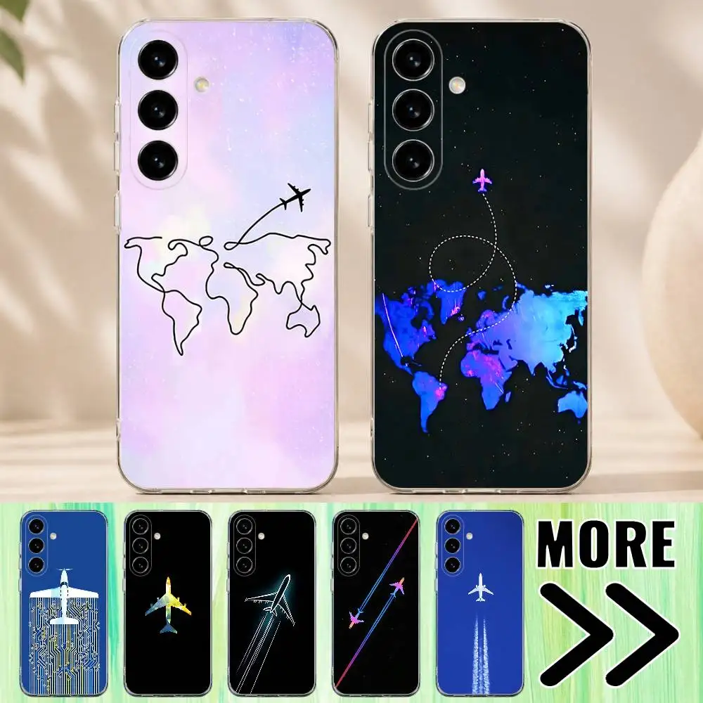 

Airplane Route Traveling Phone Case for Samsung Galaxy A12 13 A20 21 22 A30 31 32 A51 52 A71 72 Transparent Cover