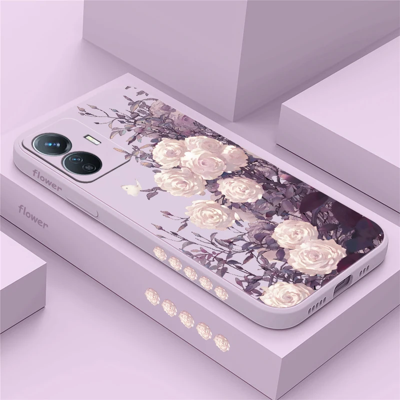 Retro Flowers Case For Vivo Y200 Y100 Y95 Y93 Y91 Y85A Y85 Y81S Y81 Y78 T1 Y78M Y77T Y76 Y73 Y72 Y70 Silicone Soft Phone Cover