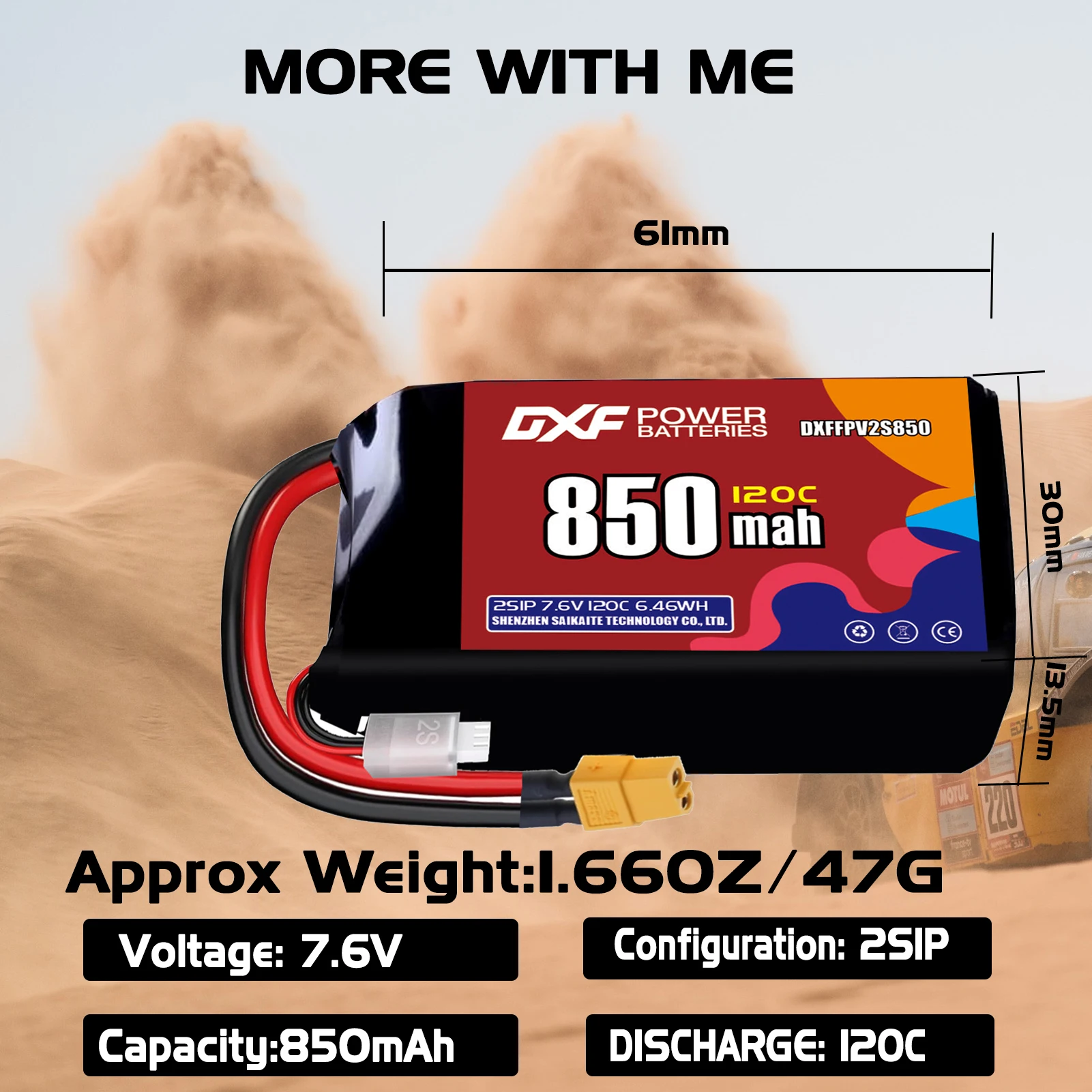 Akumulator DXF Lipo 2S 7.6V 1100mAh 850mAh 650mA 120C 720mAh 550mAh 100C z wtyczką XT30 XT60 JST do drona FPV Quadcopter