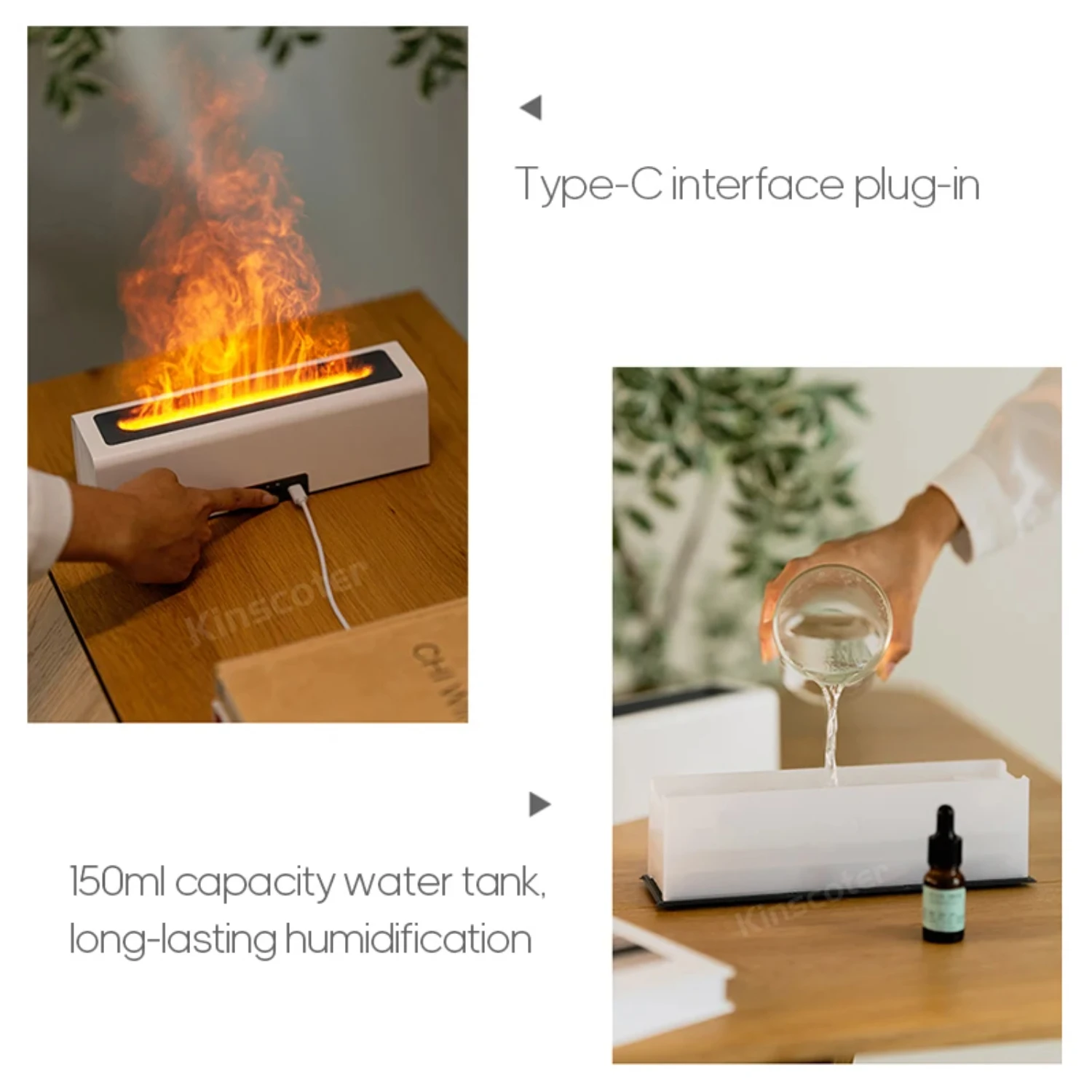 Enhance Your Space with this Stylish and Relaxing Aromatherapy Experience - Ultrasonic Cool Mist Maker Essential Oil Flame Lamp 