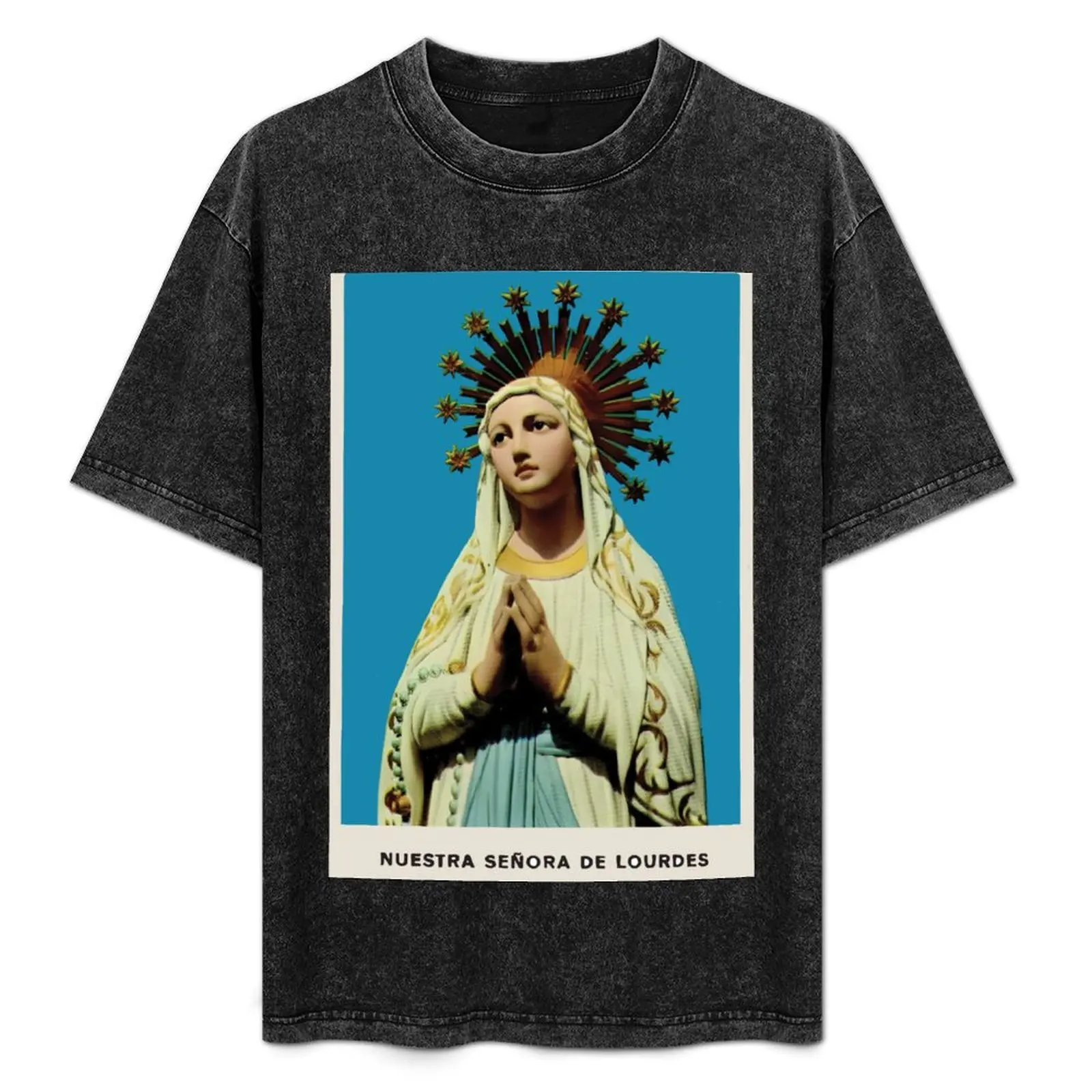 Camiseta Religiosa Vintage de Nuestra Señora de los Dolores, Madre María (Nuestra Señora de Lourdes) - Camiseta de Algodón Suave Antiencogimiento