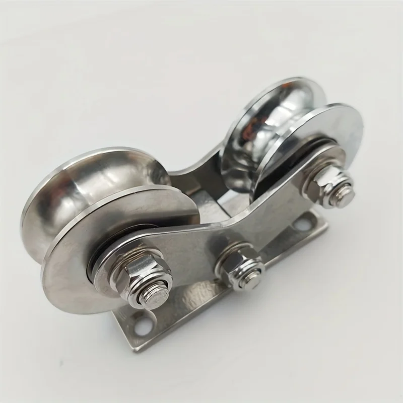 1pcs 304 Stainless steel bracket U/V/H groove type bottom double wheel  pulley roller high load bearing track moving wheel