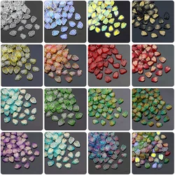 13x10mm 10-50pcs AB Gradient Colored Leaves Beads Crystal Czech Glass Beads For Jewelry Making Necklace Earrings Diy Accessories