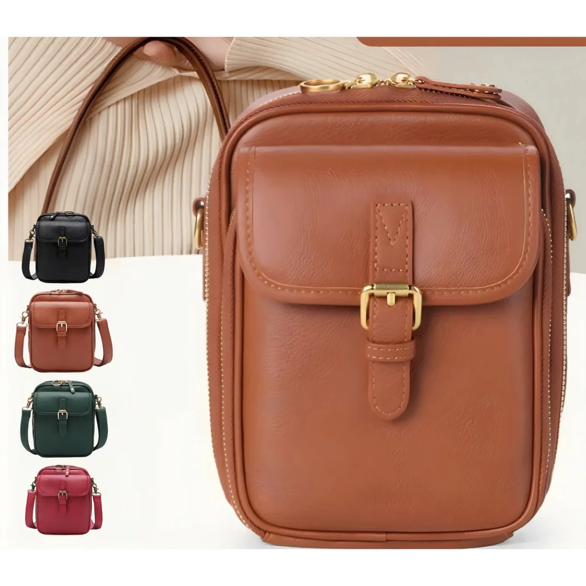 

Women's Retro PU Leather Crossbody Bag Shoulder Bag Outdoor Travel Wallet Phone Storage Bag