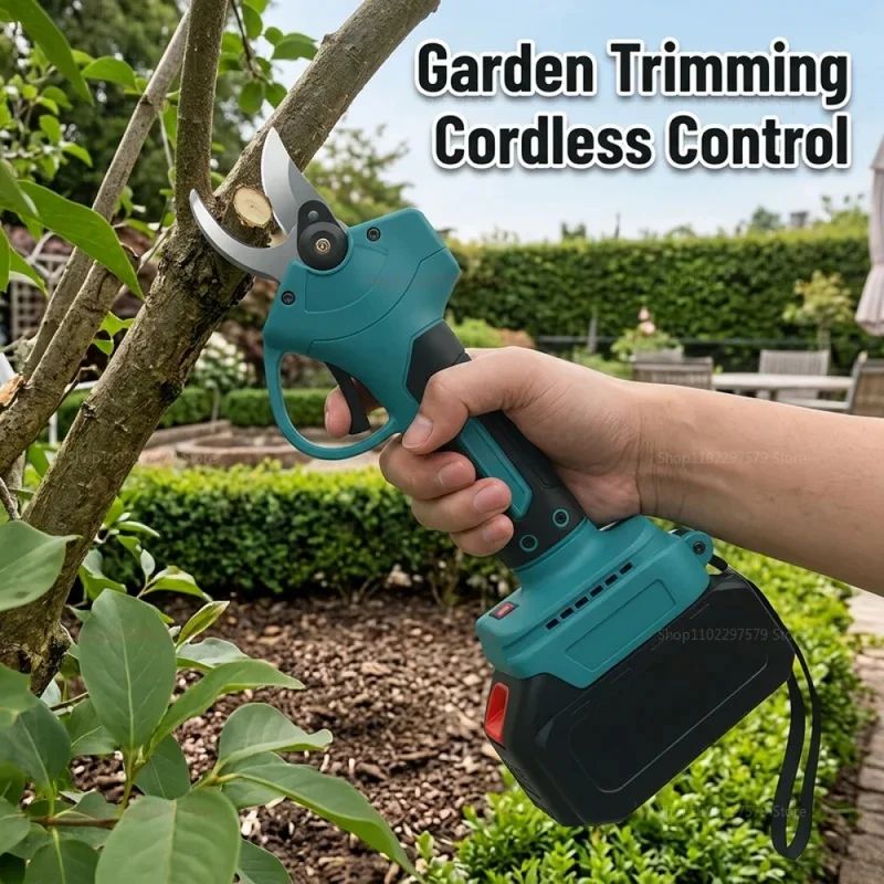Cordless Electric Pruning Shears 18V Battery Operated Garden Tool Fruit Tree Branch Cutter Wireless Trim for Garden Landscaping