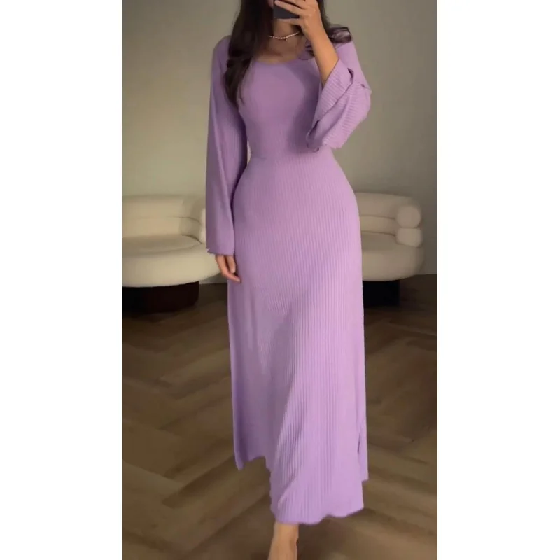 

TOY-Autumn Winter New Long Sleeve Split Loose Casual Professional Dress for Women