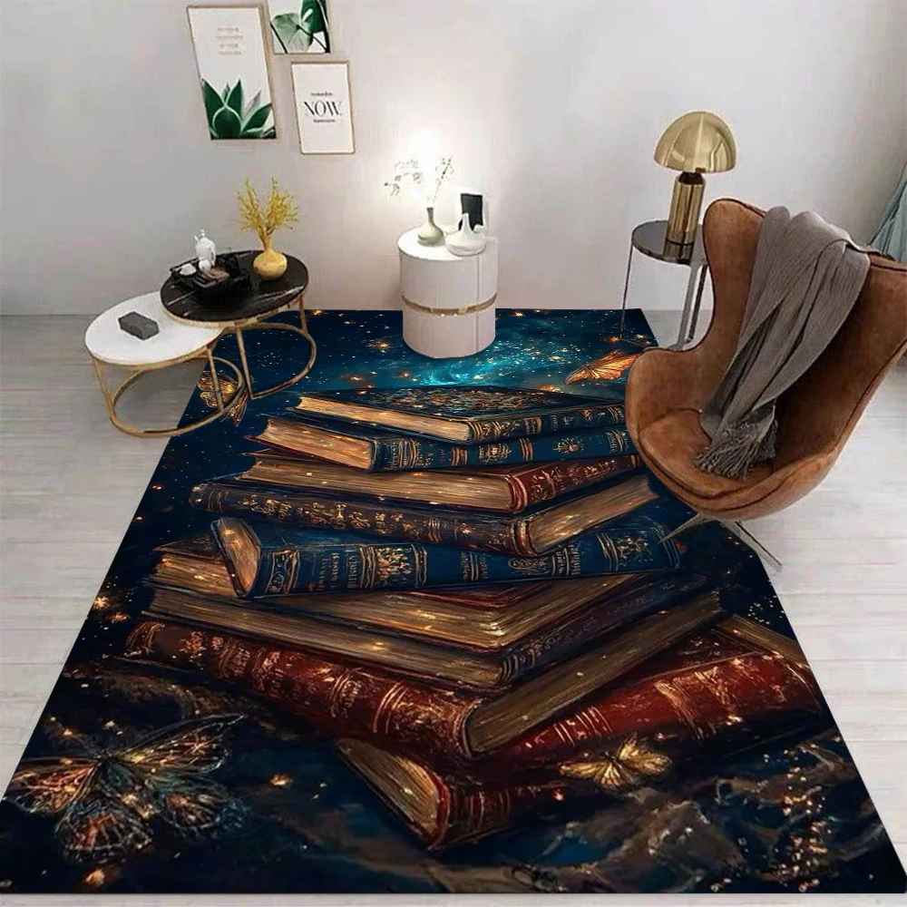 Vintage Secretary Flower Carpet Mysterious Ancient Book Anti Slip Carpet Suitable for Bedroom Living Room Home Decoration Carpet