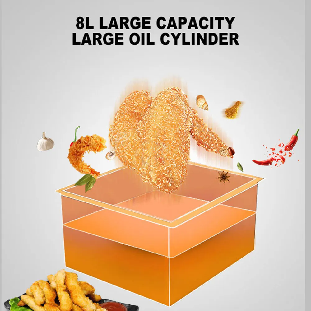 Commercial Electric Fryer ไก่ทอดความจุขนาดใหญ่เครื่องทอดสแตนเลส French Fries อุปกรณ์ร้านอาหาร