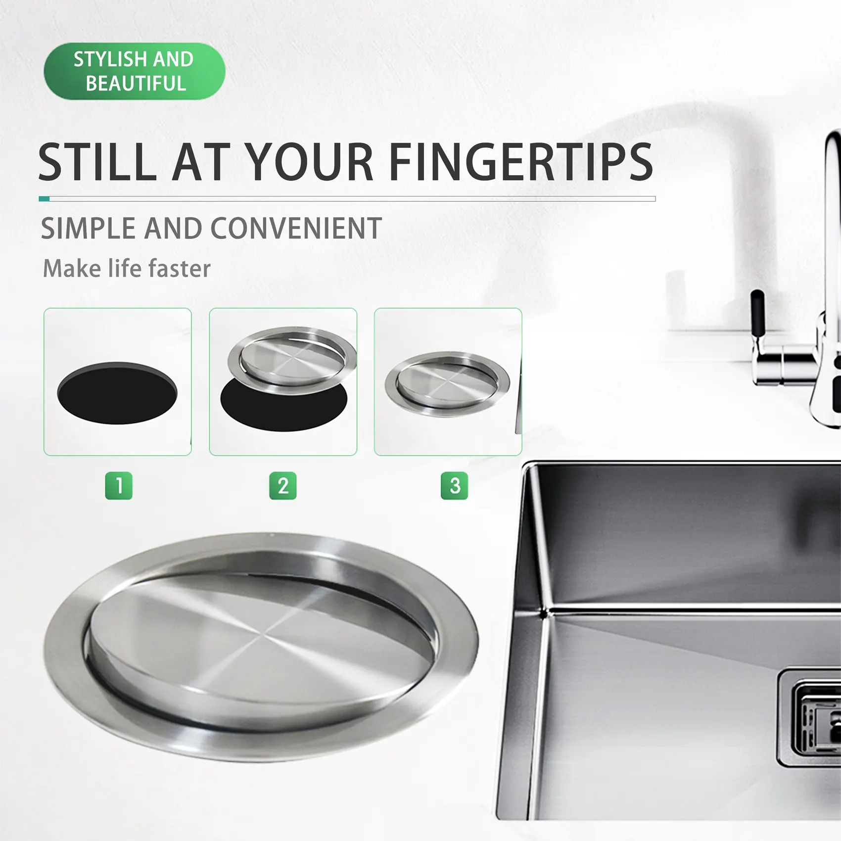 A74E-Garbage Flap Lid Flush Built-In Balance Swing For Kitchen Counter Top