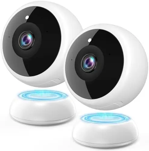 

2-Pack Wireless Magnetic Security Cameras - 2K HD, AI Motion, 2-Way Audio, Night Vision, Waterproof