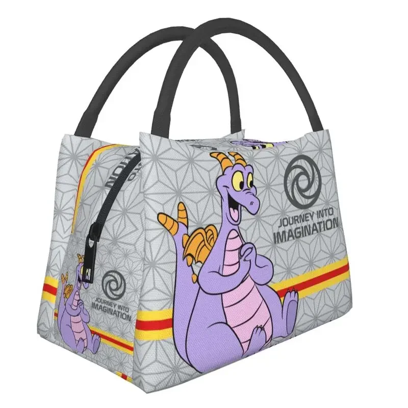 

Epcot Center Figment Dragon Lunch Box Women Cartoon Dinosaur Thermal Cooler Food Insulated Lunch Bag Office Pinic Container