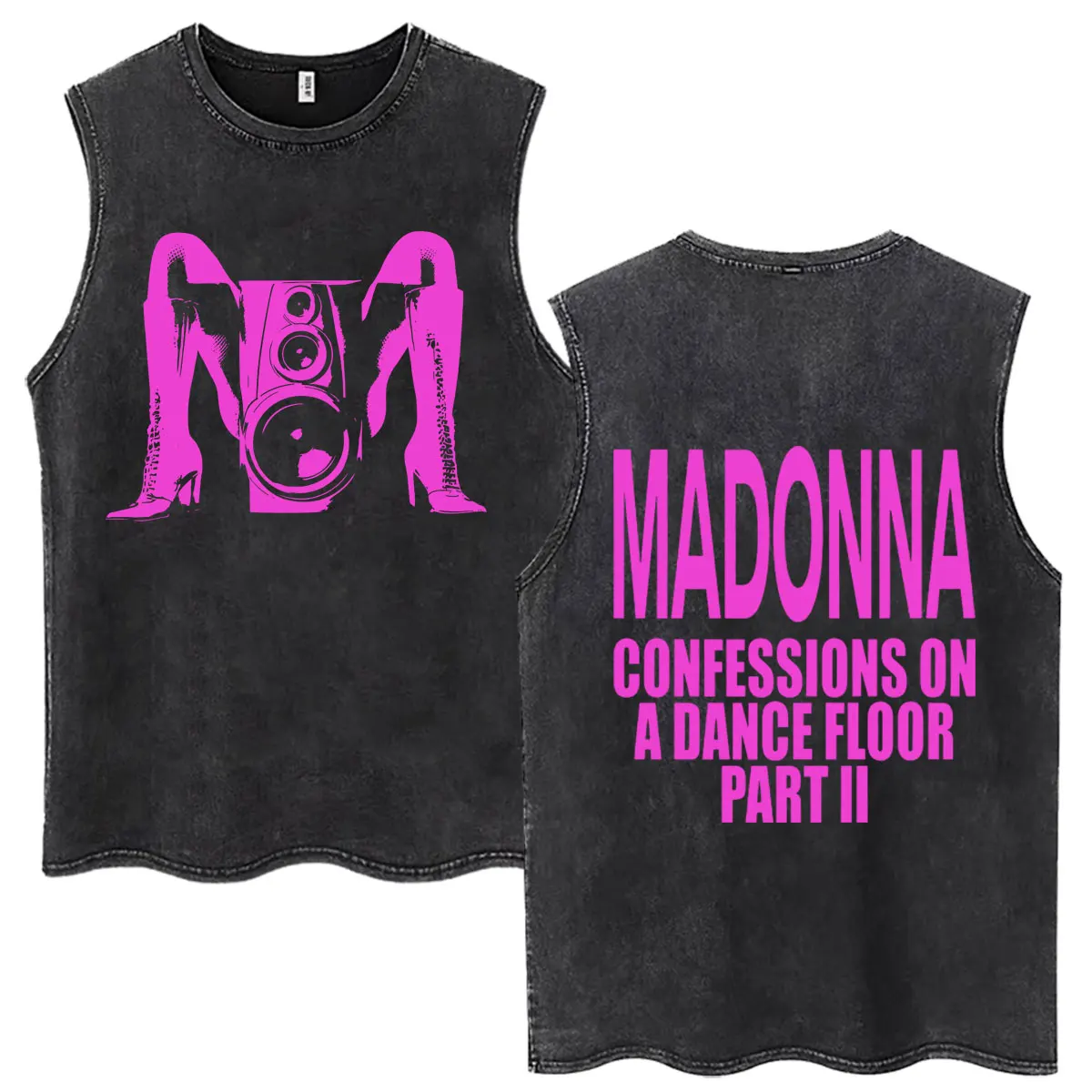 Madonna CONFESSIONS II Album Tour 2026 Print Vintage Washed Vest T-shirt Men Women Aesthetic Trend Loose Casual Cotton T-shirts