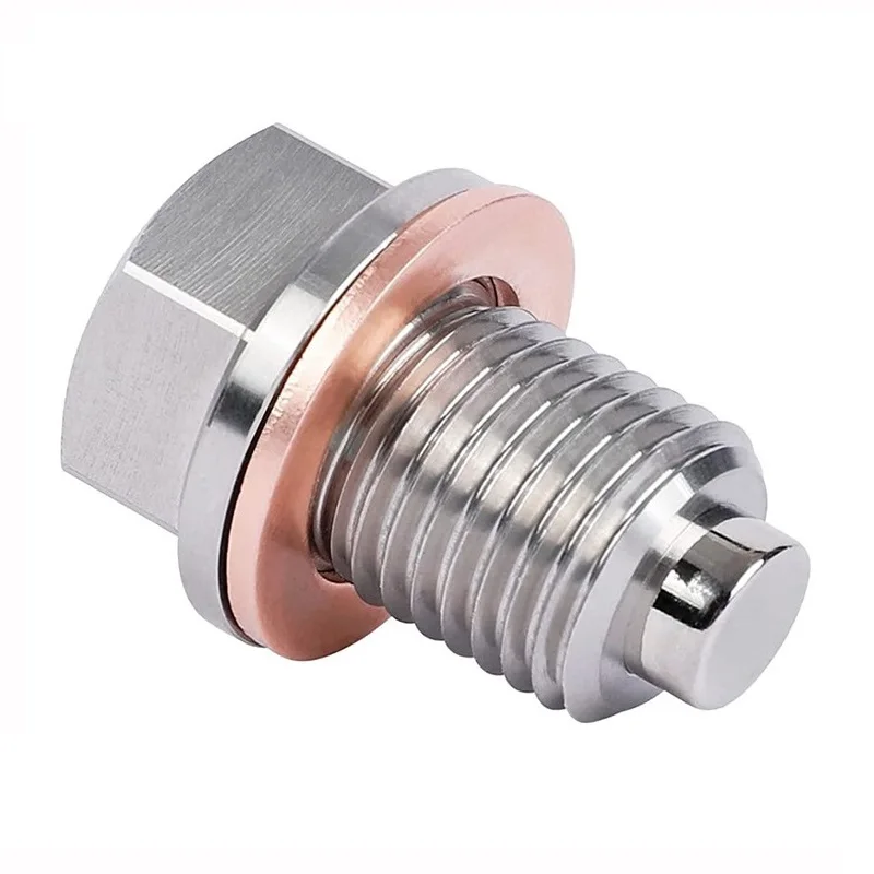 Neuer Edelstahl Magnetischer Ölablassstopfen M12x1.25 M14x1.5 M16x1.5 M18x1.5 Ölablassmutter Autoteile Silber OS-1003-M12 – Detail 3