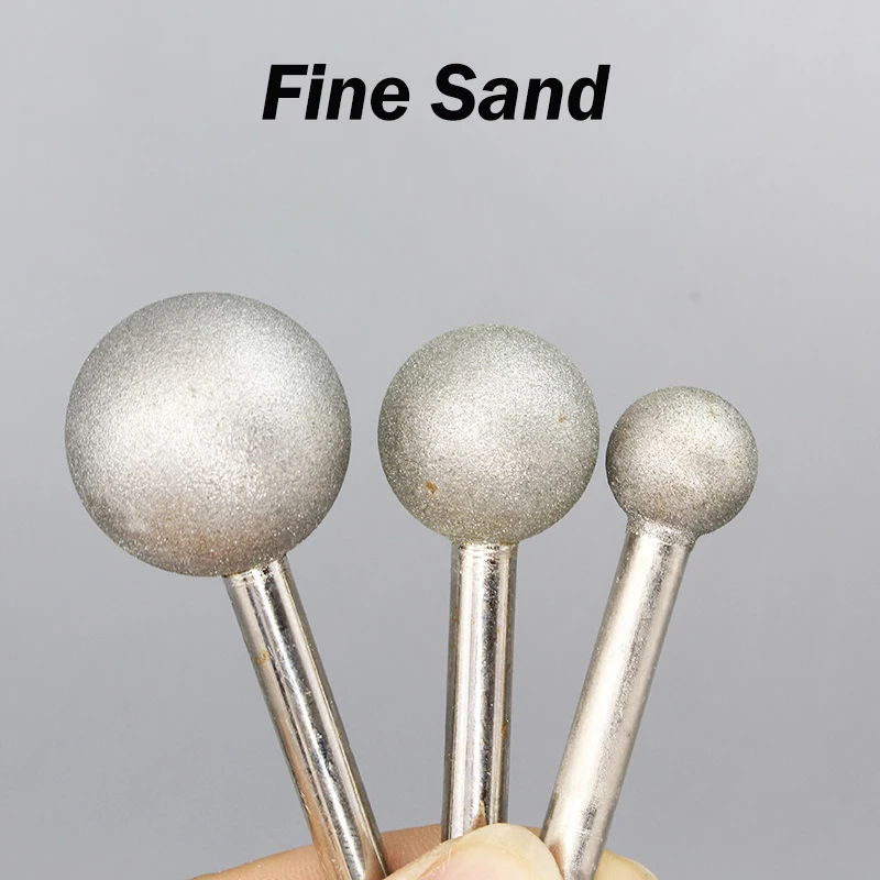6~50mm Ball Round Diamond Burr Grinding Bits With 6mm/8mm Shank Ball Shape Polishing Head For Carving Dremel Rotary Tools