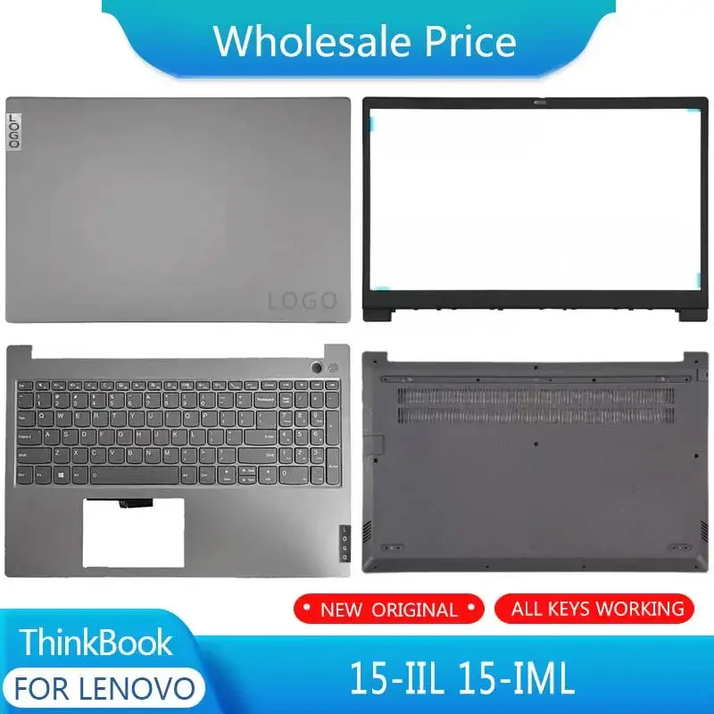 

New For Lenovo ThinkBook 15-IIL 15-IML Laptop LCD Back Cover Front Bezel Upper Palmrest Bottom Base Case Keyboard Hinges