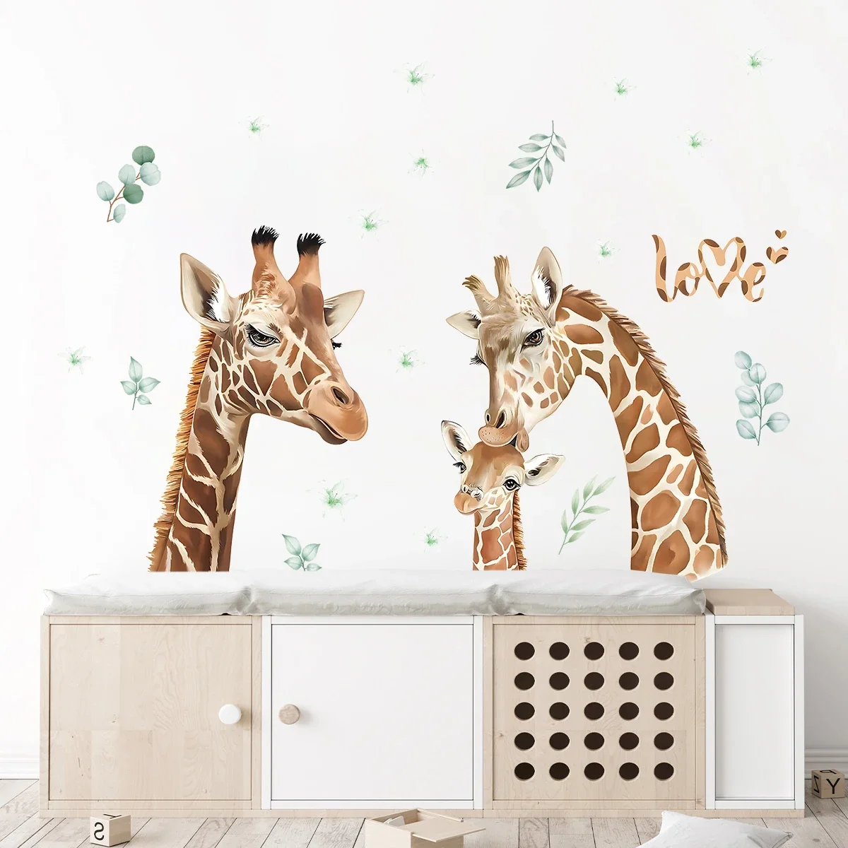 1Pc Family Cute Giraffe Wall Sticker Decor for Kids Room Decoration Bedroom Home Essentials Baby Room Wall Decals Living Room