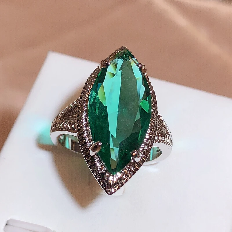 

Женское кольцо с изумрудом, коническое вечерние ЦО с цирконием, 925